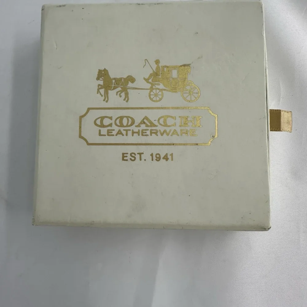 Coach Leather Coaster Set Of Five Multicolored New In Box